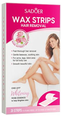 Huamengyuan Strisce di cera fredda, strisce di cera calda e pasta di zucchero, delicate sulla pelle, resistenti agli strappi, in tessuto non tessuto, per ogni tipo di depilazione su gambe, petto,