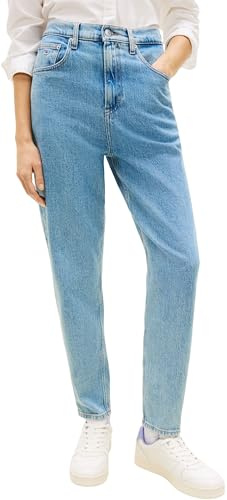 Tommy Jeans MOM Jean UHR TPR AI4116 DW0DW21392 para Mujer, Mezclilla (Denim Light), Talla 34W / 34L, Mezclilla (Denim Light), 34W / 34L
