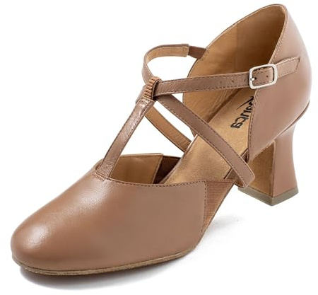 So Danca - 2.5 Heel T-Strap Broadway Cabaret Shoe, Professional Dance Shoes for Womeny- Lola - SD152 (Caramel, US Footwear Size System, Adult, Women, Numeric, Medium, 7.5)