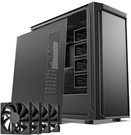 DARKROCK Classico Max Storage Master E-ATX Computer Case with 4x120mm Black Fan, 10 x3.5 HDD+3 x2.5 SDD USB 3.0 Ready, 360mm Radiator Supported, Vertical Slots for GPU Vertically Mount - Black