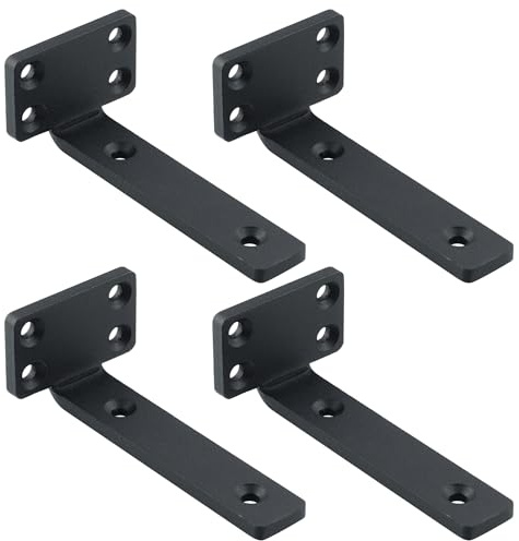 Mooche 4 Pièces Supports d' Étagère Flottants Mural, Large Éventail d'Applications, Equerre Etagere Murale Durable/Pratique, 15 x 4 x 6.5 CM, Noir