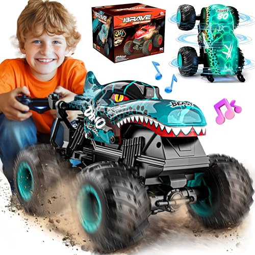 BEZGAR Monster Truck Toys Remote Control Cars for Kids, 1:20 Scale Cyan