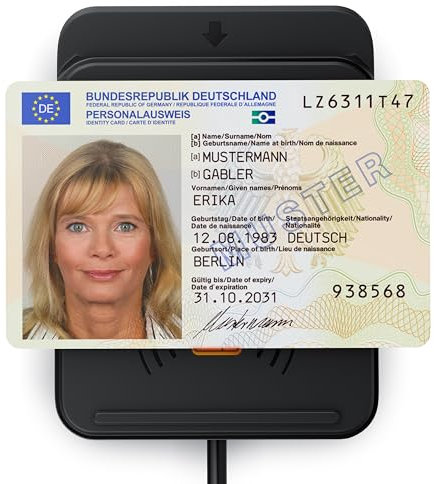 CSL - Personalausweis Lesegerät mit NFC - SmartCard Reader SIM Kartenlesegerät USB - Windows 11 - für den neuen Personalausweis Gesundheitskarte Bankkarten Chipkartenleser
