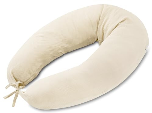 Totsy Baby Cojin Embarazo 190cm – Almohada para Dormir de Lado Almohadas Alargada para abrazar Ideal para Descanso y Maternidad Embarazadas Forma en C Muselina Oeko-Tex