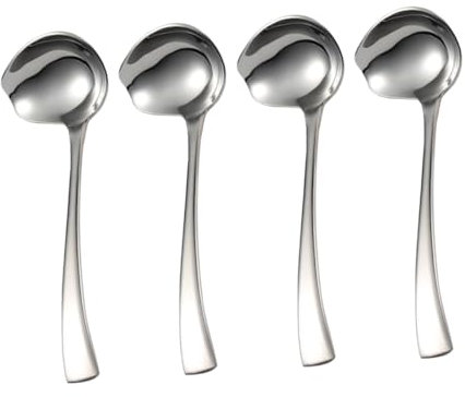 TOPPERFUN Set Di 4 Cucchiai Da Portata Con Manico Ergonomico in Metallo Lavabili in Lavastoviglie Per Il Ringraziamento E Natale