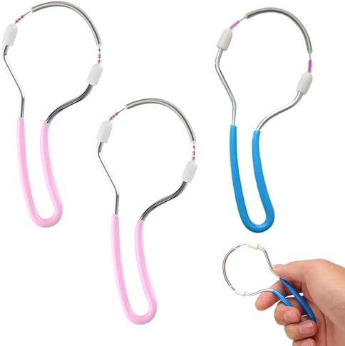 3 Stück Gesichtshaarentferner,Gesichtsepilierer, Frühlings Gesichtsepilierer,Manueller Tragbarer Epilierer Geeignet Für Gesichtshaarentfernung Stirn Wange Oberlippe(Pink Und Blau)