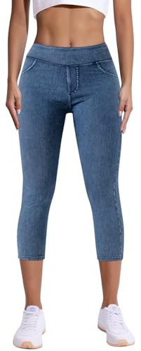Onsoyours Pantacourt Femme été Taille Haute Jean Capri Skinny Élastique Jeggings 3/4 Pantalon