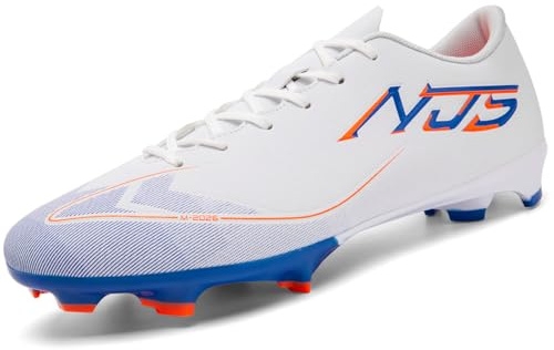 NUTTOPL Scarpe da Calcio Uomo Teenager Training All'aperto Sportivo Scarpe da Ginnastica da Erba Scarpe da Calcio per Competizioni Professionali Leggera e Traspirante Unisex Bianco Blu 42 EU