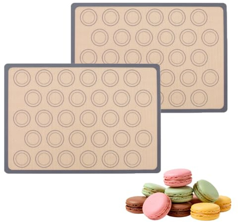 2 Piezas Tapete de Silicona, 42 x 29,5 cm Antiadherente Reutilizable Rectangular Alfombrilla, Tapete de Silicona para Hornear para Hornear, sin BPA, para Macaron, Galletas, Pizza, Pan, Pasta
