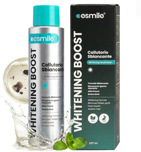 esmile Whitening Boost | Enjuague Bucal Blanqueador con Xylitol 8% Sin Alcohol 237ml | Aliento Fresco