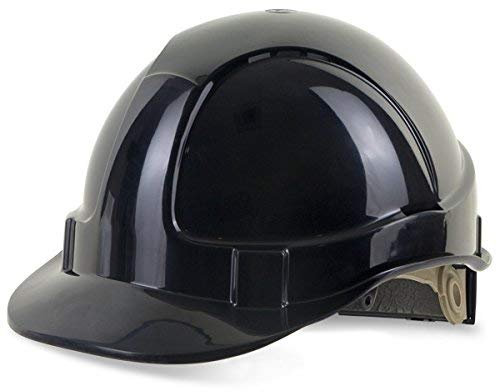 Beeswift Safety Helmet with Wheel Ratchet Adjustment Harness ABS Shell Workwear PPE Personal Protective Equipment Safety Gear Hard Hat Protective Headgear- Black - BBVSHRHBL