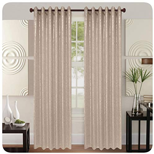 householdfurnishing Thermal Blackout Curtains Glitter Shimmer Sparkle Metallic Print Eyelet Ringtop (Beige, 46x72)
