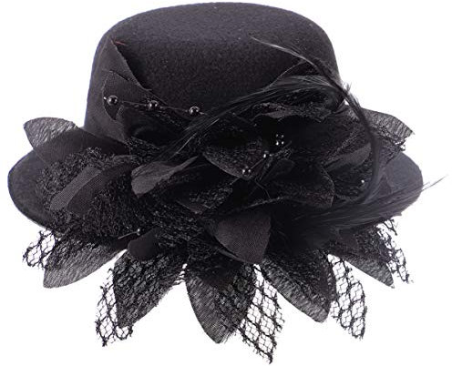 Fascinators Kopfbedeckungen Hüte 20Er 50Er Jahre Hut Pillbox Hut Tea Party Kopfbedeckungen für Mädchen Und Frauen Schwarz