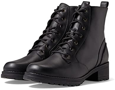 Cole Haan Women's Camea Waterproof Lace-Up Combat Boot, Black Leather Waterproof, 9.5 Medium