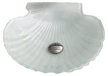 Vasque à Poser en Forme de Coquille Évier Lave Mains WC Verre Lavabo Salle de Bain avec Valve Pop-Up-Sans Robinet
