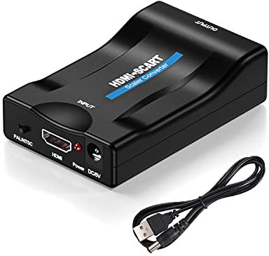 HDMI-zu-SCART-Composite-Konverter-Adapter - Video-Audio-Adapter Unterstützt NTSC/PAL-TV-Ausgang für PS3/PS2/TV/DVD