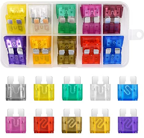 Colexy KFZ Sicherungen Set, 50 Stücke Standard Auto Flachsicherungen, Stecksicherung mit 1 Sicherungszieher für Auto/RV/LKW/Motorrad/Boot(3A/ 5A/ 7,5A/ 10A/ 15A/ 20A/ 25A/ 30A/ 35A/ 40A)