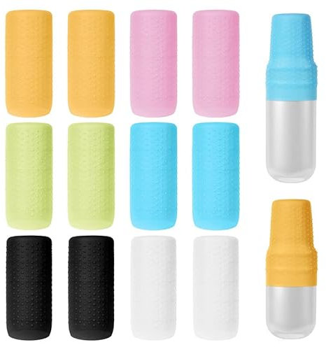 Aucuu 12 Pezzi Manicotti per Bottiglie in Silicone da Viaggio, Manicotti Elastici da Viaggio, Custodia per Bottiglia da Viaggio, Accessori da Viaggio per Contenitore per Shampoo per Bagnoschiuma