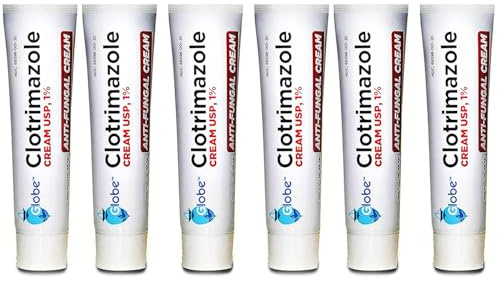 Globe (6 Pack) Clotrimazole Antifungal Cream 1% USP, 1 oz, Anti Fungal Treatment, Relieves Itching, Burning, Cracking and Scaling Associated Athletes Foot, Jock Itch, Ringworm and More