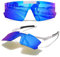 Cleoxyge Polarisierte Fahrradbrille Herren Damen Schnelle Brille Sonnenbrille,Verspiegelt lens UV400-Schutz Sportbrille Für Angeln Radfahren MTB Rennrad Fahren(Dunkelblau Lens)