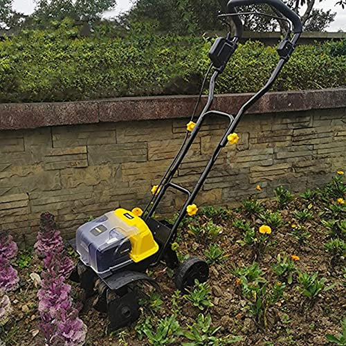 SEVEEZ Motoazada eléctrica inalámbrica, rotavator/cultivador de jardín con 4 Cuchillas, Ancho de Trabajo de 36 cm amp; Profundidad de labranza de 20 cm, para césped de jardín, aflojamiento del Suelo