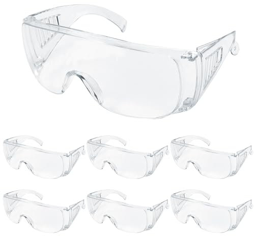Zeuwets 6 Stücke Schutzbrille, Transparent Sicherheitsbrille, Schutzbrille Arbeitsschutzbrille, Augenschutz Schutzbrillen, Laborbrille Augenschutzbrille Kratzfeste Linsen für Brillenträger Labor