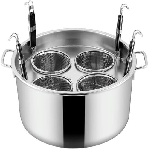 CIADAZ Olla para cocer Pasta, Juego de Insertos for ollas for Pasta de 4 Orificios, Olla for Espaguetis Antiadherente Multiusos de Acero Inoxidable, Olla for cocinar Fideos con Cesta coladora
