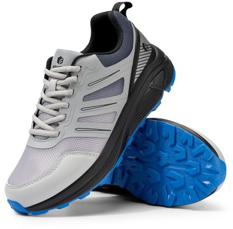 FitVille Wide Fit Mens Trainers Trail Running Shoes, Graphite, 7 X-Wide