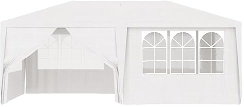 Coavain Pavillon mit Seitenwänden 4x6 m Weiß 90 g/m² Partyzelt UV- und Wasserbeständig Gartenpartys Einfach zu Montieren Gartenpavillon Robuster Rahmen Zelt Treffen und Partys im Freien