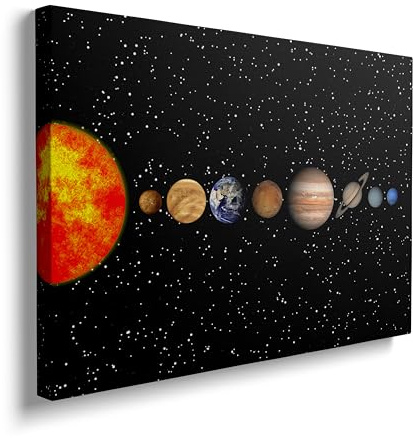 Framed Space Solar System Galaxy Planets Canvas Wall Art Astronomy Interstellar Science Decor Poster For Living Room Bedroom Home Office Artwork Gift Ready To Hang (12x16 Inches)