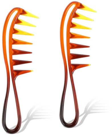 2 Stück Großzahnkämme Haifischzähne Haarkämme Breitzahnkamm für Locken Robuster Kunststoff Haarkämme Salon Friseurkamm Frisurenwerkzeug Lockenkamm für langes lockiges nasses gewelltes Haar Perücken