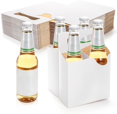 Okllen 20 Pack Cardboard Bottle Holder for 4 Bottles, 12 oz Drink Carrier, Beer or Soda Portable Bottle Carrier for Safe and Easy Transport