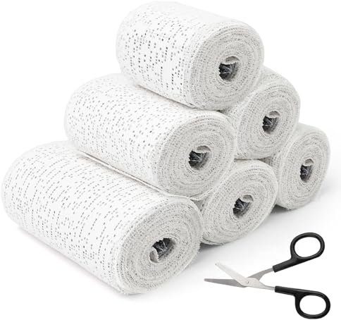 bandage Kit: Skin-Friendly Plasters, 6 Rolls Cloth, Gauze Wrap, Scissors, Craft Bandages for Modeling Masks