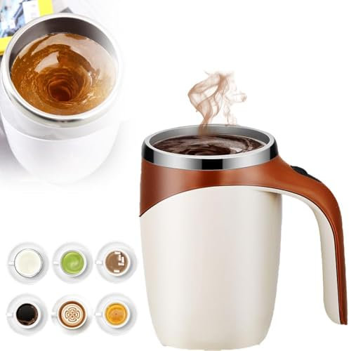 Hoidokly taza de café con agitación magnética automática, tazas de acero inoxidable recargables para el hogar, oficina, escuela y viajes