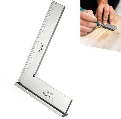 Équerre de serrurier, Fracavi 100 x 70 mm, équerre à 90° avec échelle (cm) Équerre de charpentier, équerre de butée Règle de charpentier pour un travail précis dans l'atelier