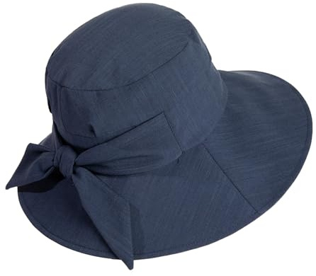 Comhats solhatt dam med brett brätte UPF 50 UV solskydd, vikbar, sommar strandhatt, bomull/linne, 69045#marinblå, M