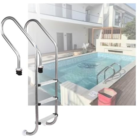 Échelle de Piscine, escalier en Acier Inoxydable 2/3 marches, for Parc Aquatique, entrée et Sortie faciles, capacité de Poids 550 LB(3-steps1.0mm)