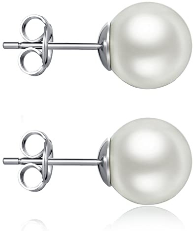 Pendientes Perlas Plata 925 Mujer Aretes Hipoalergénicos para Mujer Joyería 6mm - 10mm