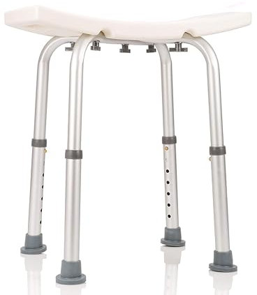 Dr. Maya │ Chaise réglable pour la Douche et la Baignoire avec poignée à succion Gratuite │ Grande Banquette antiglisse Blanche │ Tabouret pour la Baignoire avec Pieds en Aluminium