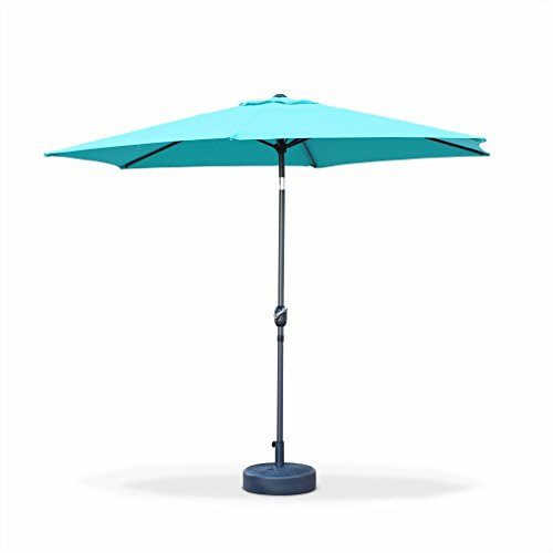 Alice's Garden - Parasol droit rond Ø300cm - Touquet Turquoise - mât central en aluminium orientable et manivelle d'ouverture