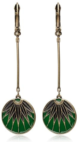Lovett & Co - Boucles d'oreilles pendantes en forme de feuille d'or Art déco pour femmes | Boucles d'oreilles parfaites pour les femmes qui aiment le style Gatsby Bijoux vintage faits à la main |