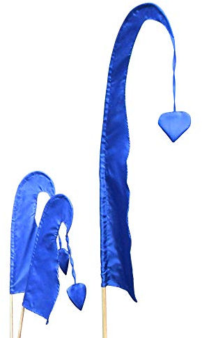 DEKOVALENZ Drapeau de Bali Little SANUR avec Mât en Bois, Pointe en Forme de Coeur, différentes Couleurs et Longueurs, Longueur:55 cm, Couleur:Bleu