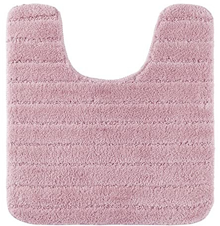 PANA® WC-Vorleger mit Ausschnitt (45x50 cm) • WC Vorlage mit Streifen-Design • rutschfest & maschinenwaschbar • Ideal für Badezimmer, Toiletten, Gäste-WC, Klo • Farbe: Rosa