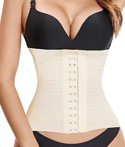 SURE YOU LIKE Waist Trainer Damen Cincher Korsett Unsichtbar Body Shaper Atmungsaktiv Bauchweg Korsage Figurenformend Tailletrainer(2XL, Beige)