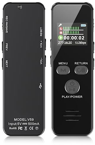 Howabo 60ORE Registratore Vocale, 64GB Custodia in Metallo, con Attivazione Vocale e Password, USB C Registrazione Audio per Conferenze Riunioni Colloqui Classe