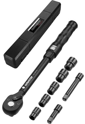 Llavetor Chiave dinamometrica regolabile di precisione a scatto per finestra, precisione 3%, per manutenzione moto e biciclette (set 1/2, 25-145 ft.lb)