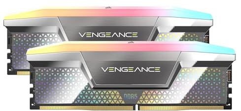 CORSAIR VENGEANCE RGB DDR5 CUDIMM 48GB (2x24GB) 8000MHz CL38-50-50-128 1.4V Intel XMP Desktop Computer Memory – Silver (CMHC48GX5M2X8000C38)