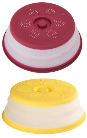 ABOOFAN Microwave Cover 2-Pack Collapsible Food Splatter Guard with Steam Vents Anti-Splash Oven Plate Cover for Heating Draining and Food Storage 10.74X10.74X3.54In