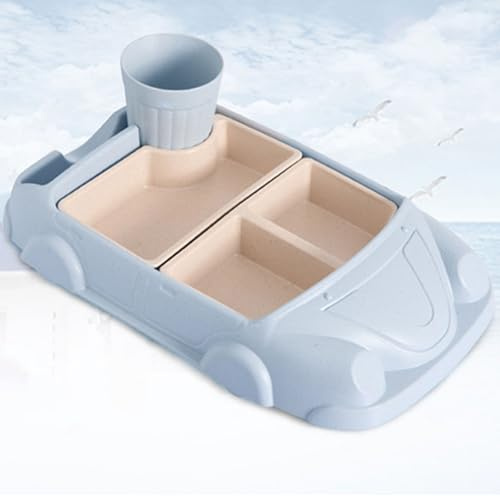 Ensemble de salle à manger en forme de voiture pour enfants avec assiettes séparées, couverts et tasse à eau pour garçons et filles, ensemble d'assiettes en fibre plastique pour cuisine et table à
