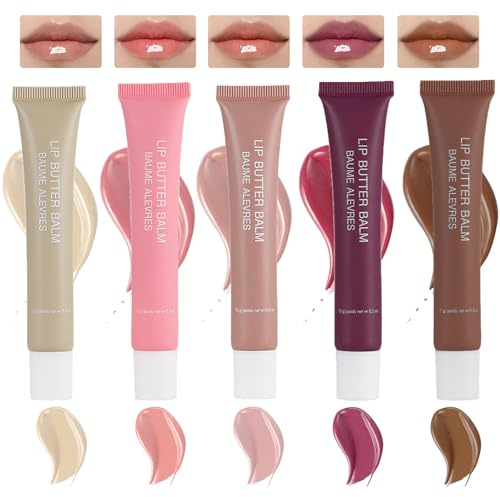 5 Couleurs Gloss Repulpant Levres, Lip Plumper Huile a Levre, Hydrating Lip Gloss Transparent, High Shine Glass Finish Lip Oil Nude Colors Shiny Jelly Liquid Lipstick for Women